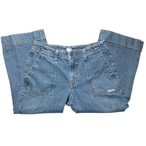 VTG Lucky Brand Dungarees Womens Sz 10/30 Army Capri Wide Leg U.S.A Y2K -1646